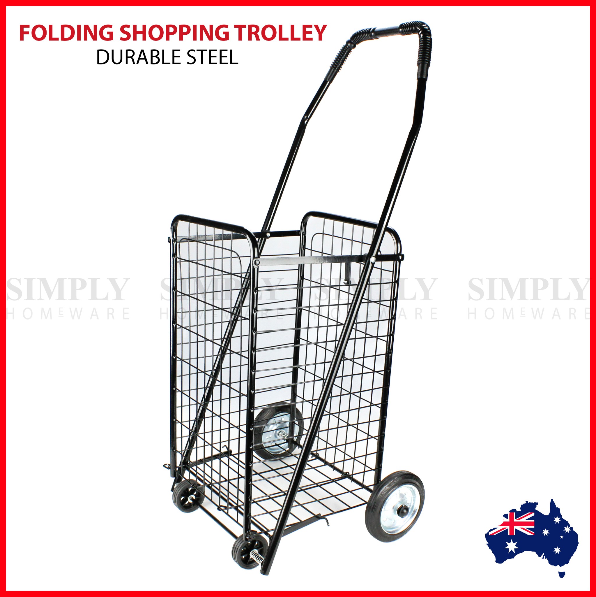 Shopping Cart Steel Carts Trolley Bag Foldable Luggage Wheels Folding Basket