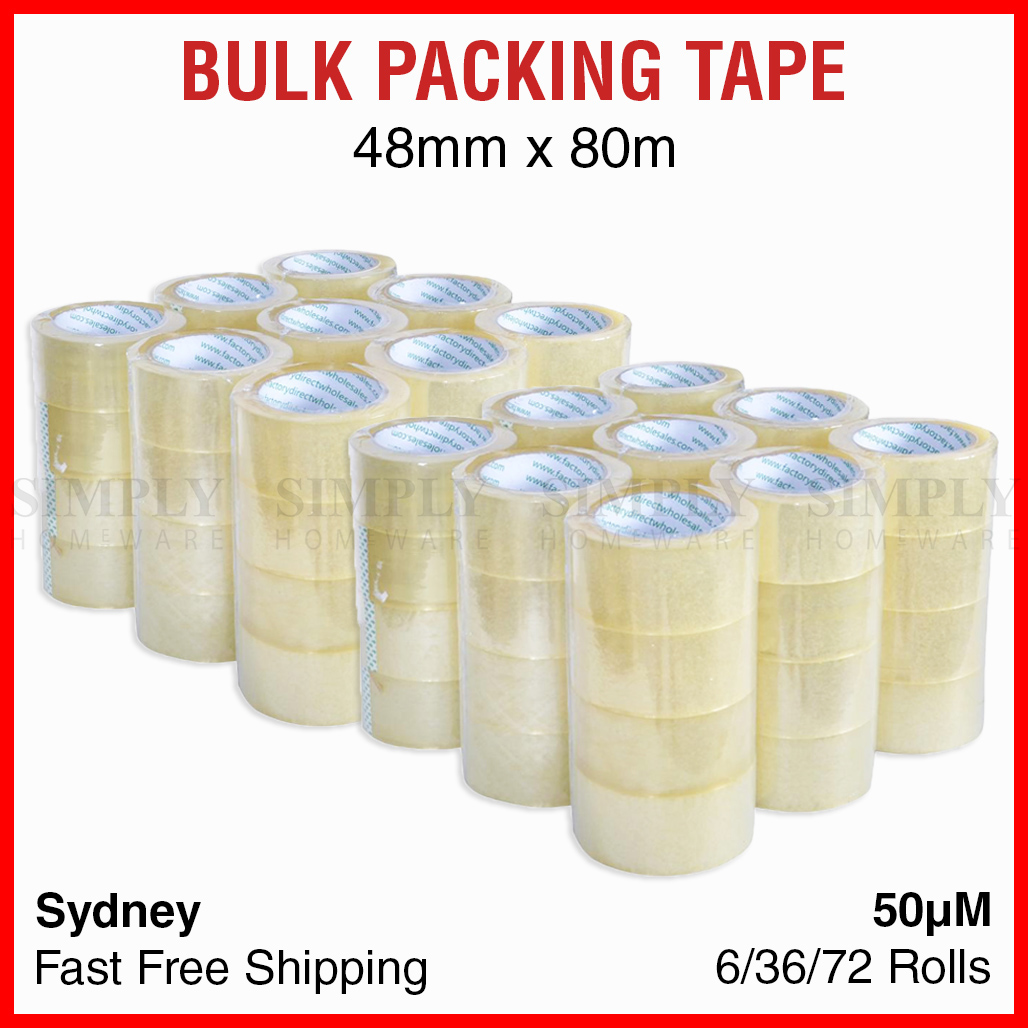 Clear Packing Tape Packaging Sticky Bulk Rolls Adhesive Shipping Box 48mm x 80m