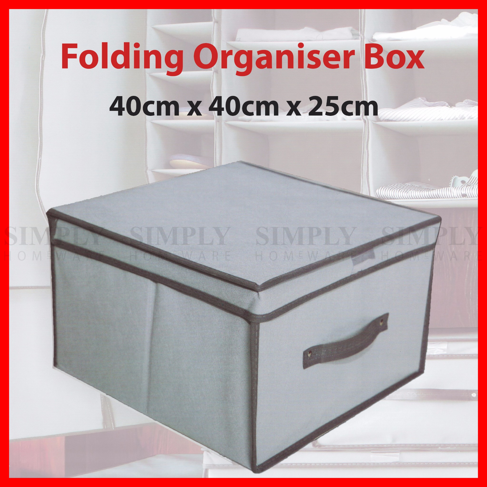 Folding Storage Box Basket Fabric Organiser Container Organizer Grey 40x40x25cm