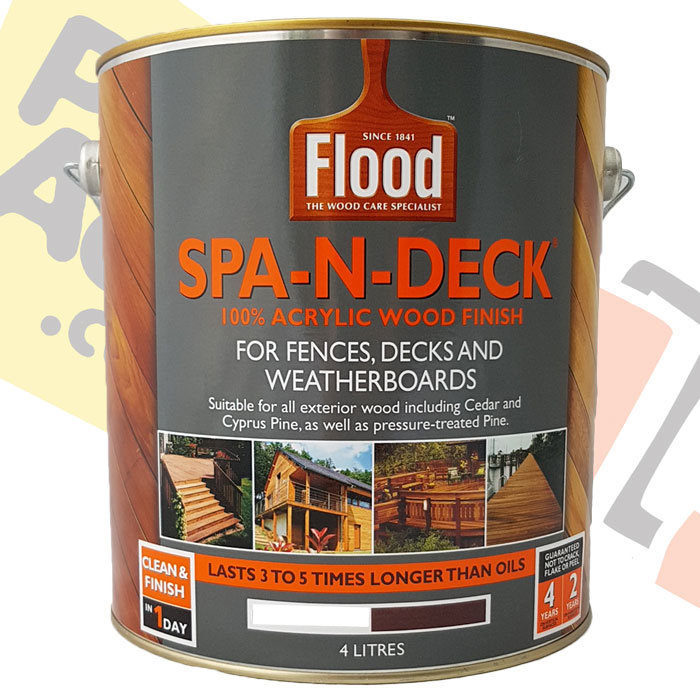 Deck Stain / Flood Spa-N-Deck 4 Litres ALL COLOURS DECKING OIL WATER ...