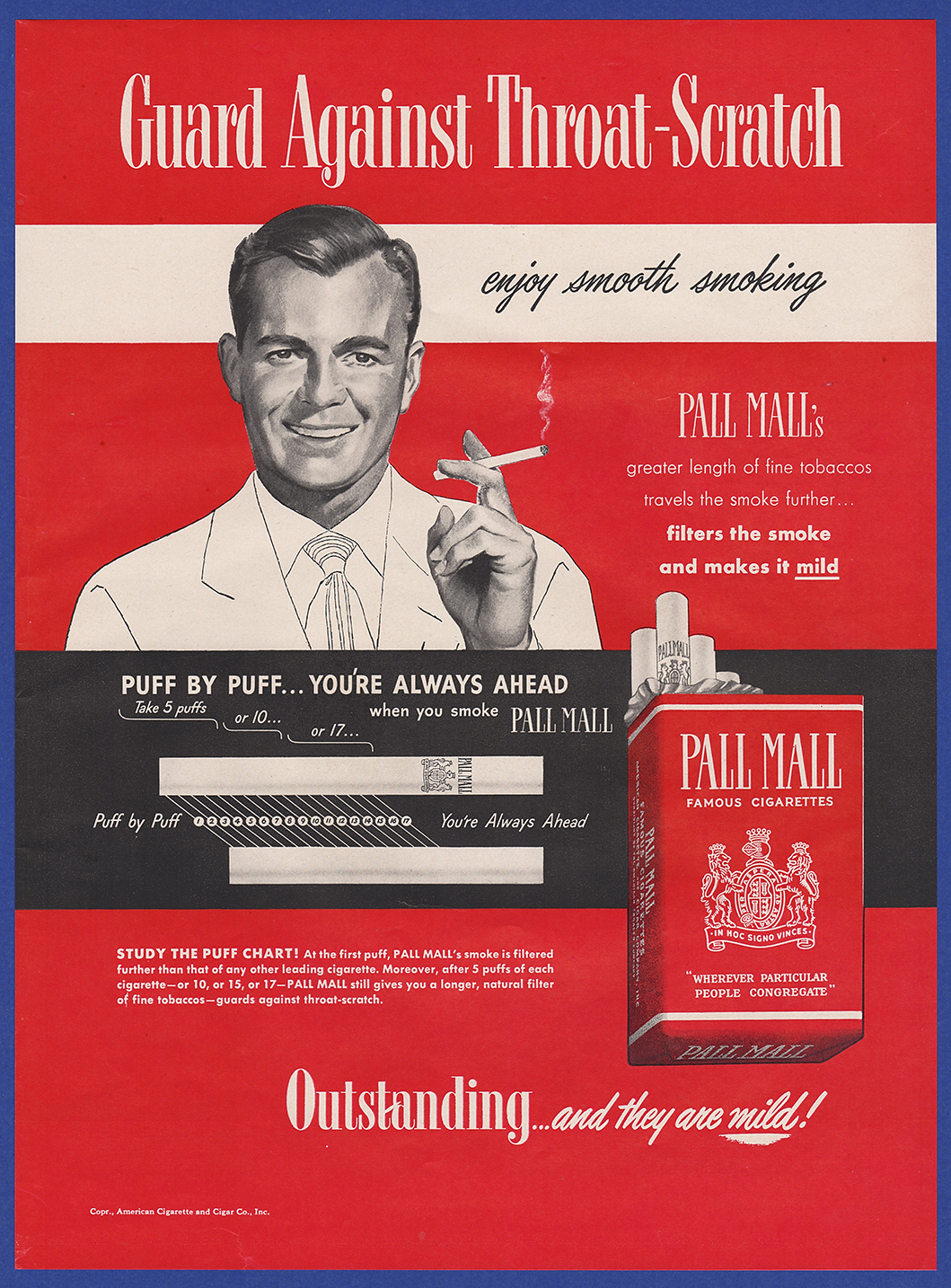 Vintage 1950 Pall Mall Cigarettes Tobacco Print Ad 50's | eBay
