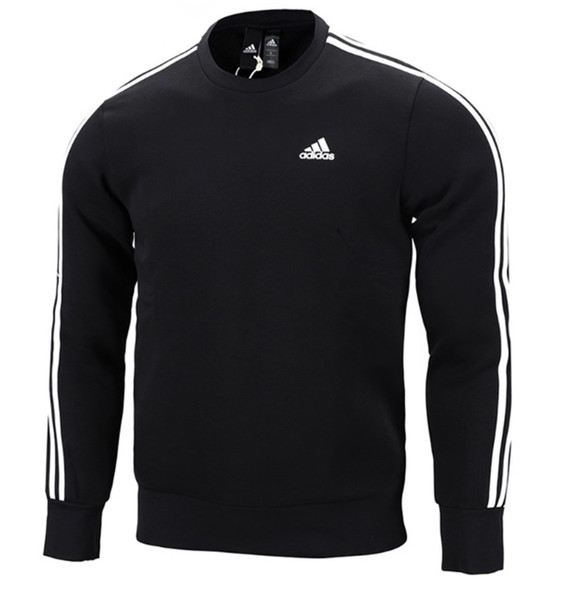 Adidas Men Essential 3S Crew Neck Shirts L/S Black Tee Top Jersey Shirt  BQ9645 | eBay