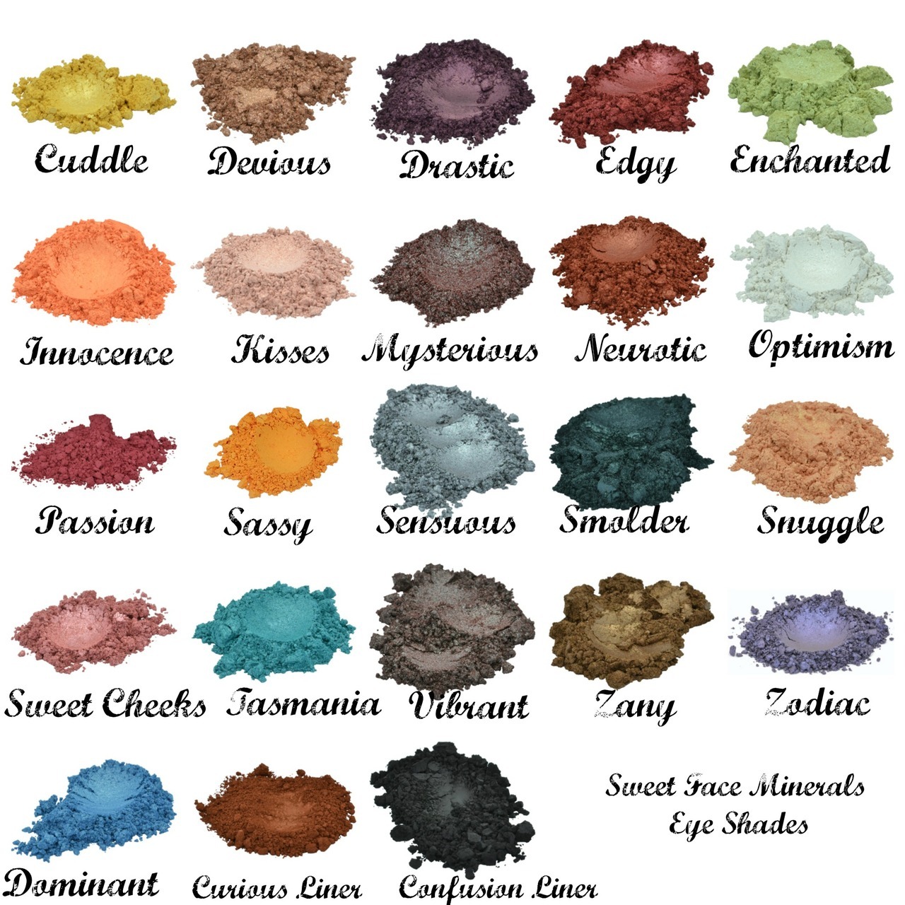 Bare Minerals Eye Shadow Color Chart