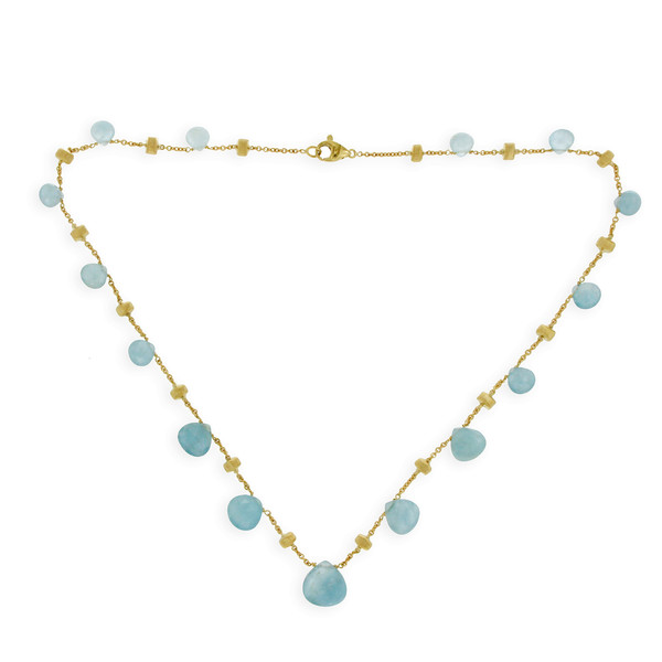 Luxo Jewelry News Letter - Premium Jewelry - MARCO BICEGO 18K Yellow Gold Aquamarine Paradise Necklace Size 16