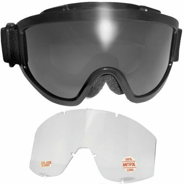 Padded Anti-Fog Motorcycle Goggles Kit-2 LENSES-Fit Over RX Prescription Glasses