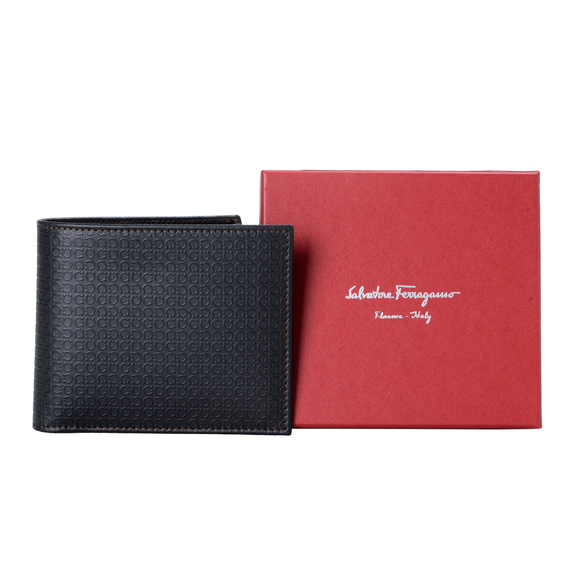 Salvatore Ferragamo 100% Calf Leather Men's Dark Brown Bifold Wallet | eBay