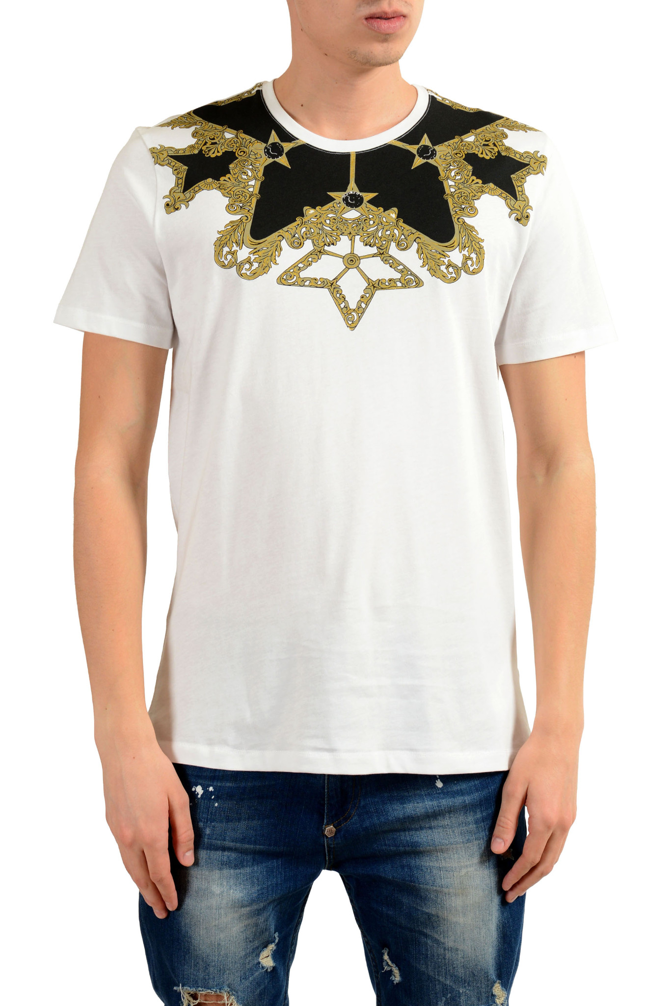 Versace Collection Mens Black Graphic Crewneck T-Shirt Sz US XL IT 54