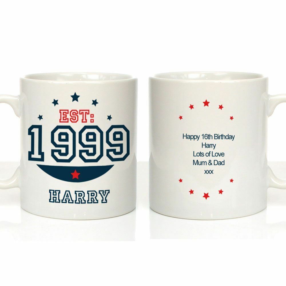 year Established Gift Ideas for Teenagers Personalised 16th Birthday Mug