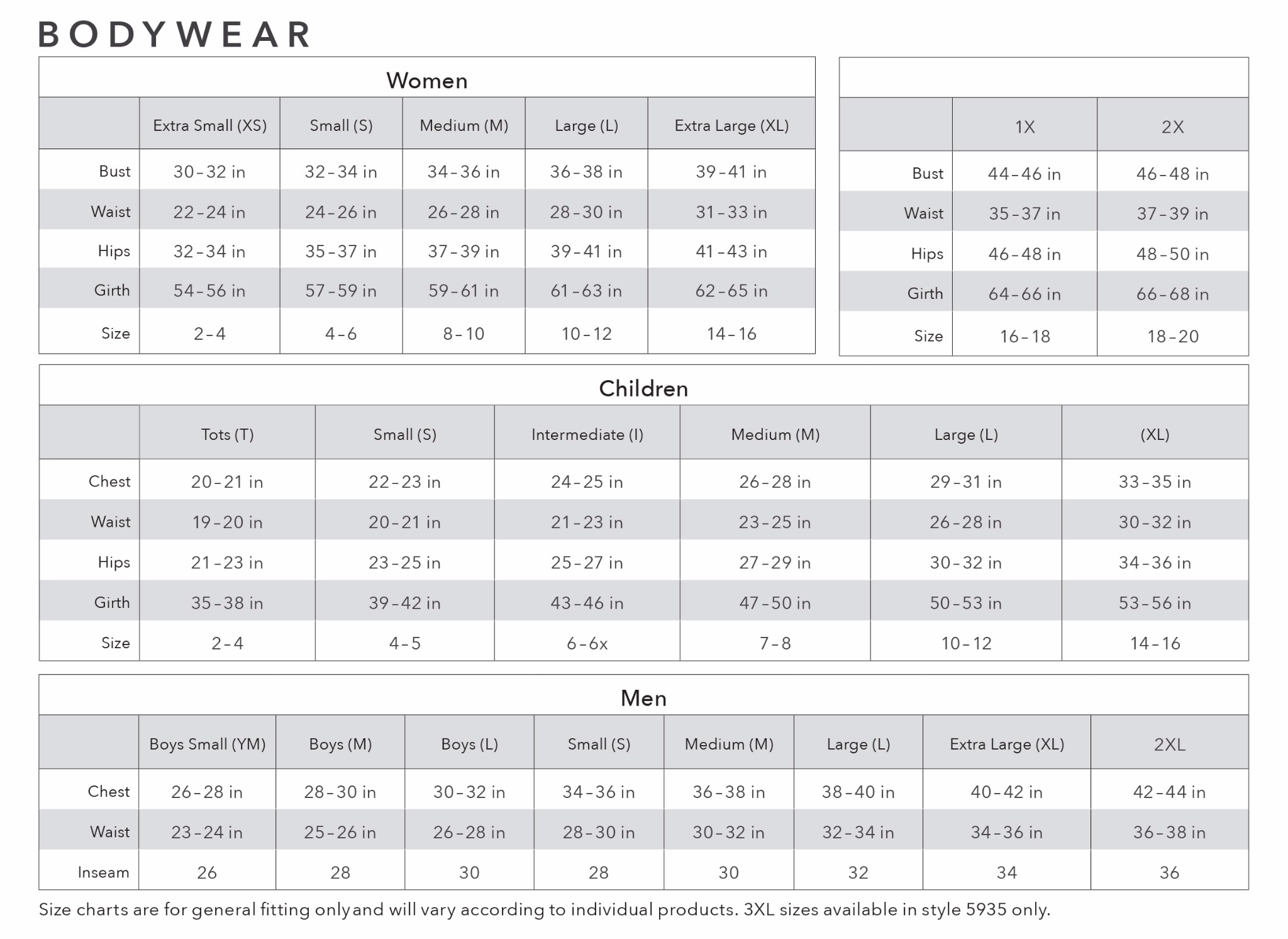 Capezio Dancewear Size Chart