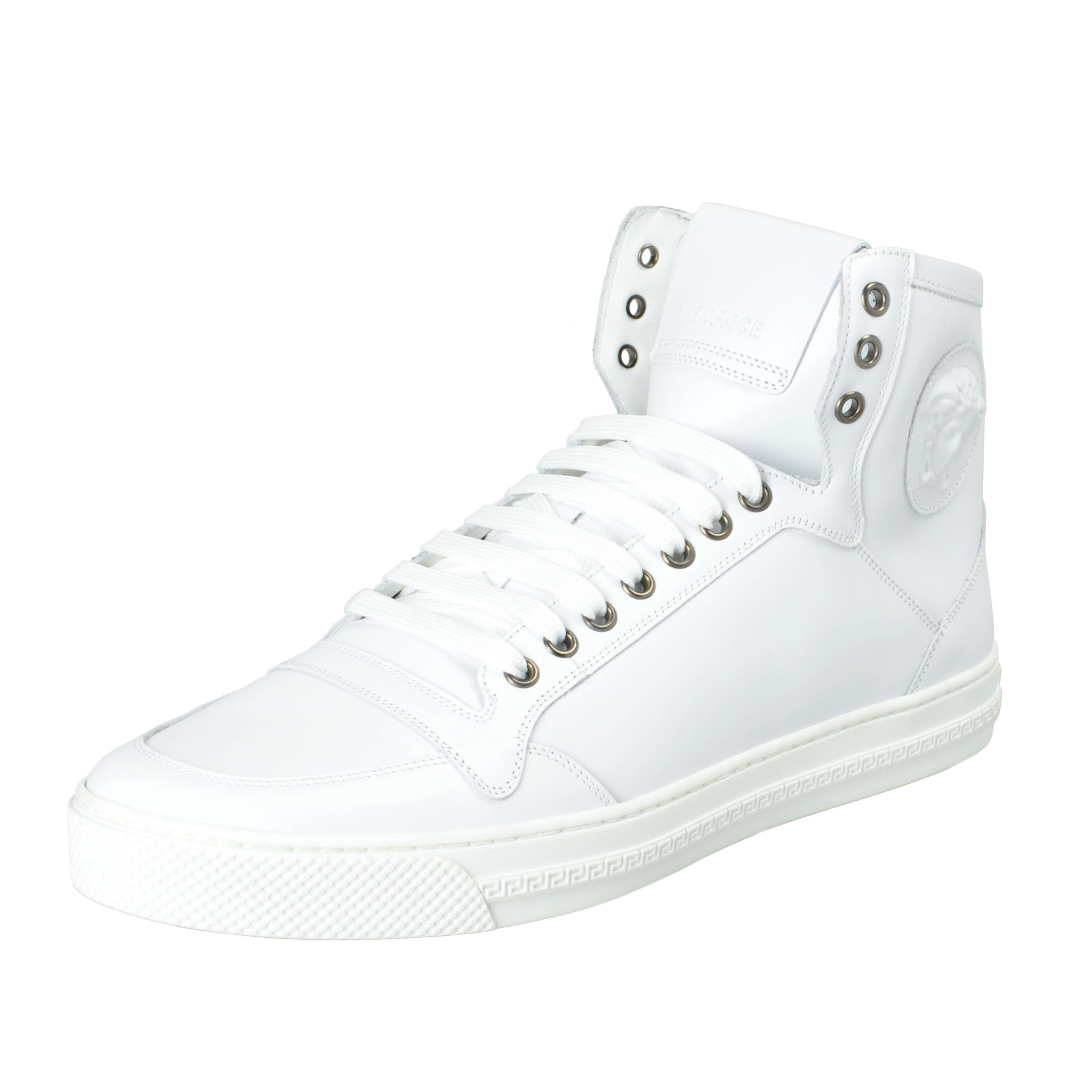 Versace Men's White Leather Medusa Hi Top Fashion Sneakers Shoes Sz 8 ...