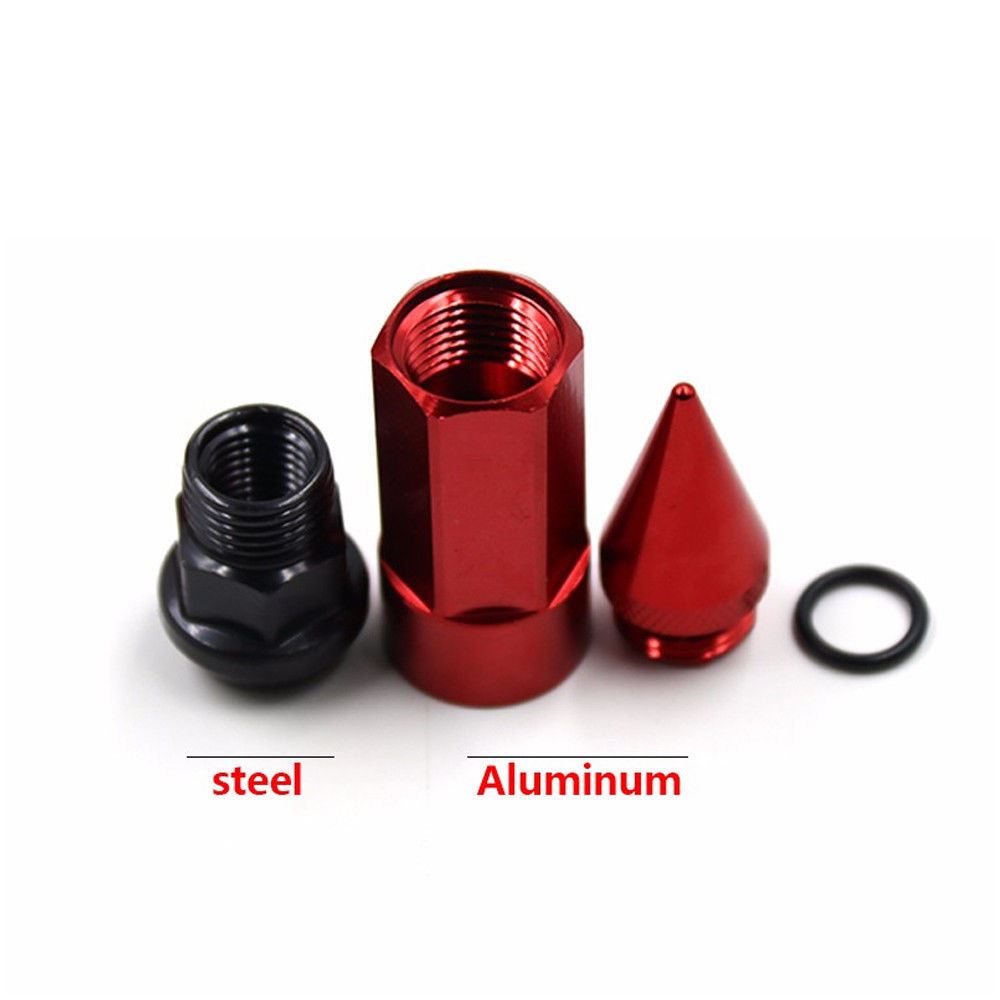 20pcs Red M12*1.5 Wheel Racing Lug Nuts Steel+Aluminum with Extended Spike Tuner