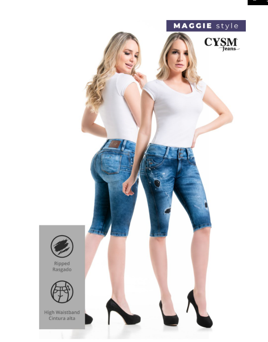 Booty Shaper Straight Colombian Jeans Cysm Black High Waist Levanta Cola Pants