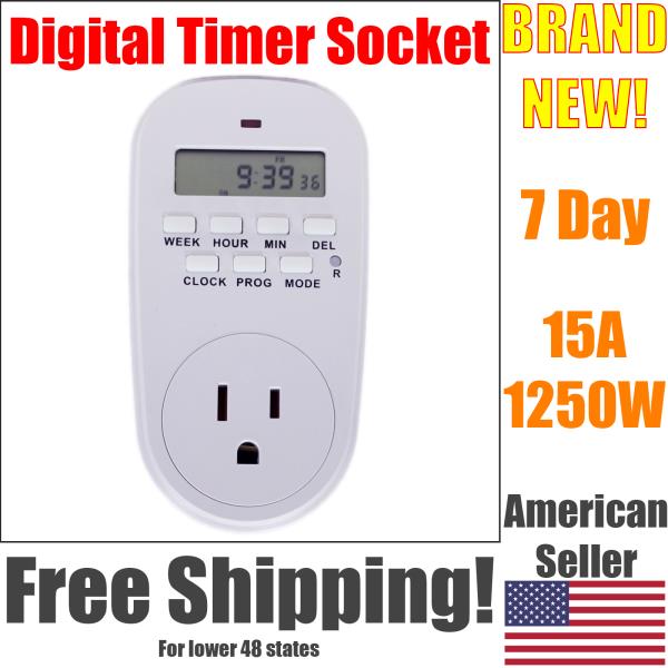 One Week Digital Timer Wall Plug Socket Control 7 Day Programmable Switch Indoor