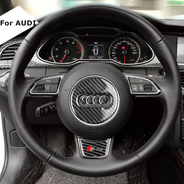 Carbon Fiber Steering Wheel Emblem Badge Decal For Audi A4 S4 A5 Q5 S5 A6 Q7