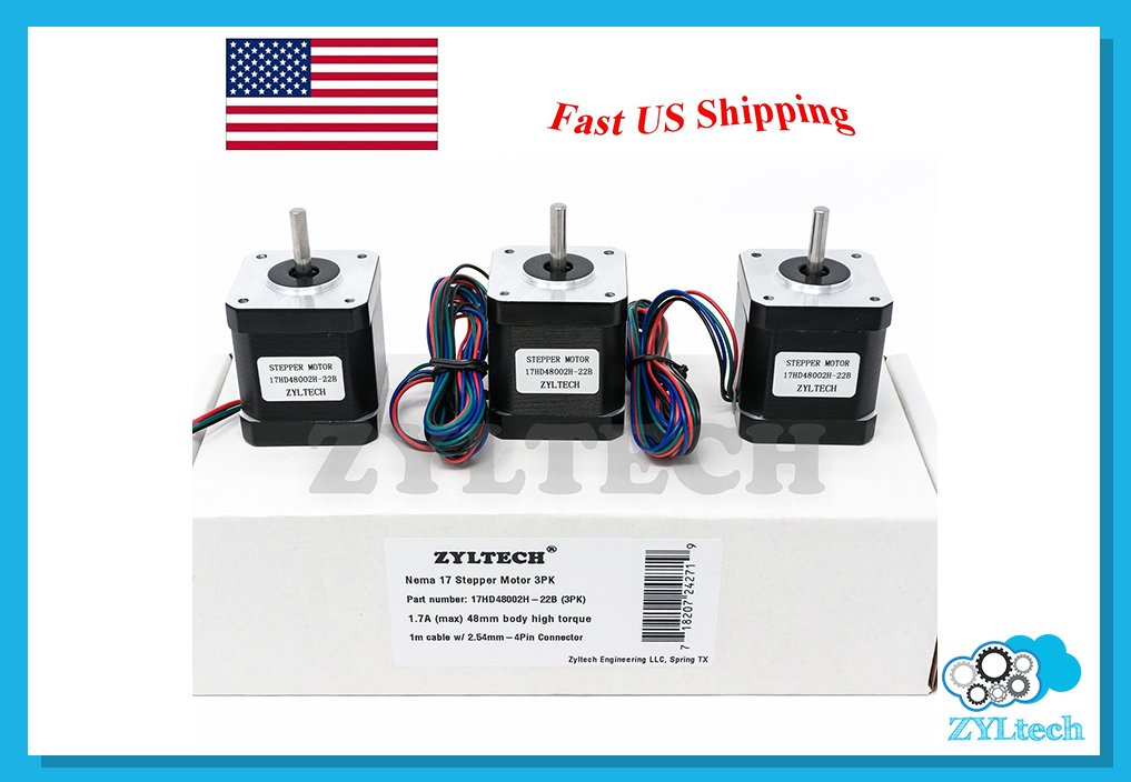 US Shipping 3X Nema17 Stepper Motor 1.7 A 0.59 Nm 84 ozin for 3D printer and CNC