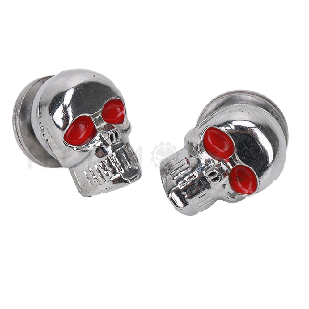 2pcs Motorcycle Chrome Skull License Plate Frame Bolts Screw Fastener For Halley