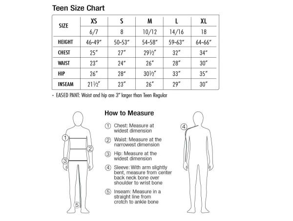 Teenage Clothing Size Chart