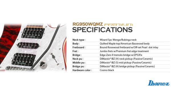 Ibanez Rg950wqmz Rg Premium Red Edge Zero Ii Fr Floyd Electric Guitar Hsh Zps3fe Ebay