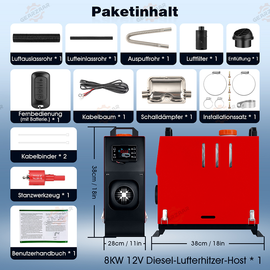 8KW 12V Air Heater Integration Standheizung LCD Diesel Heizung PKW