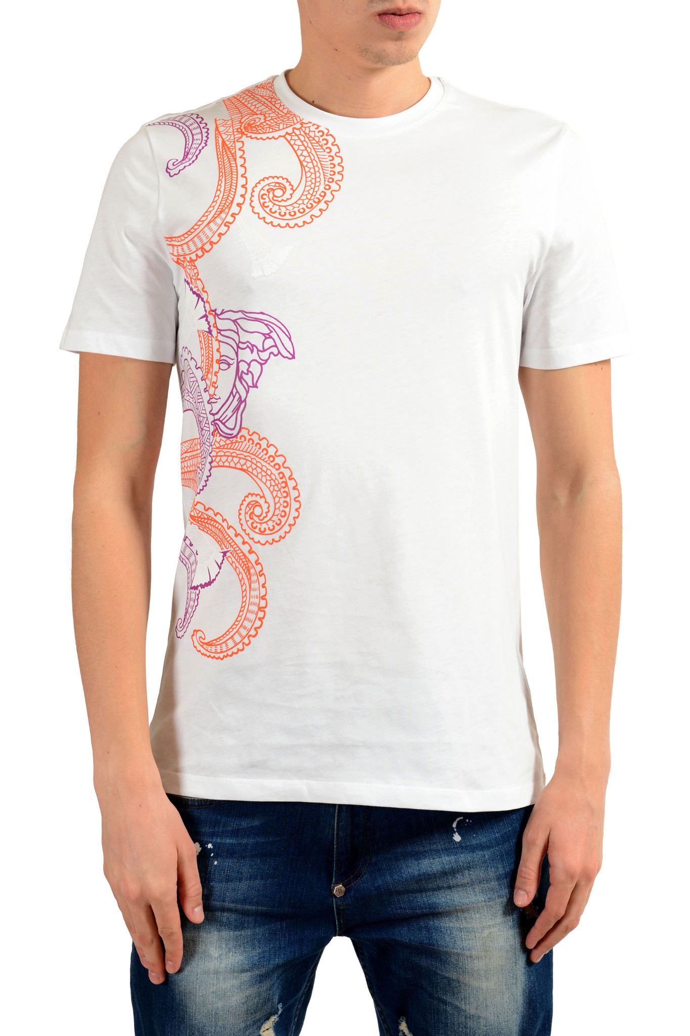 Versace Collection Men's White Graphic Print T-Shirt Sz S M L XL 2XL | eBay