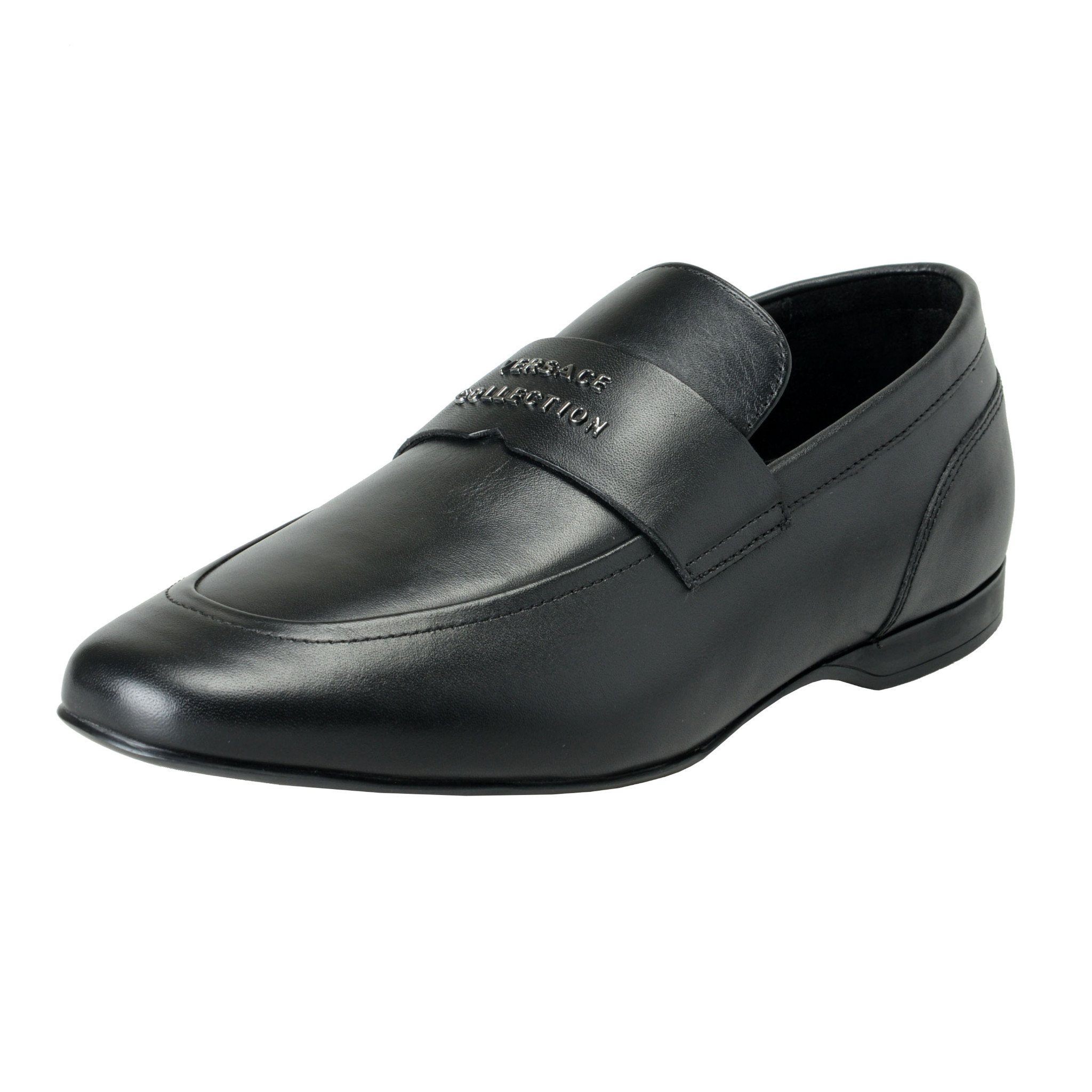 Black Leather Loafers Slip On Shoes 6 