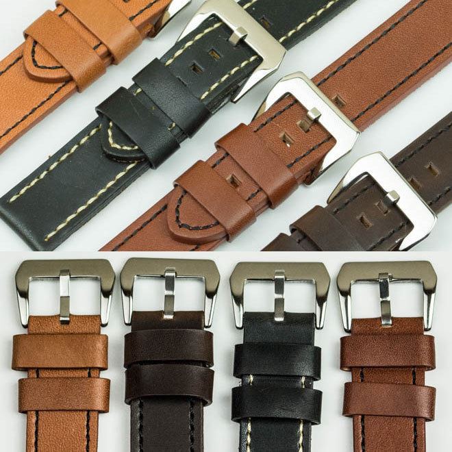 QUALITY VINTAGE CALF GENUINE LEATHER thick watch strap band 18mm-24mm ...