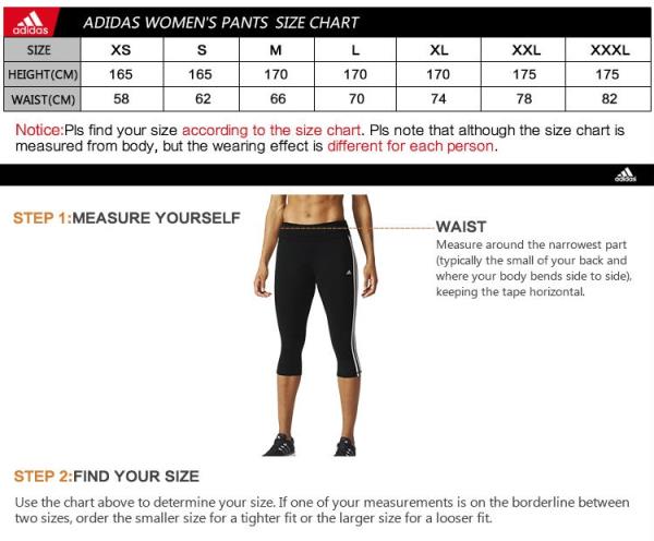adidas size chart women's pants