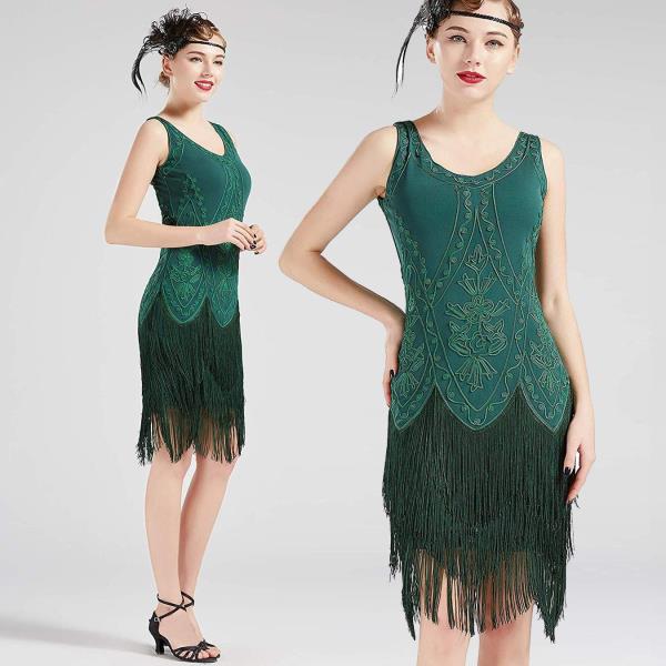 green flapper dress