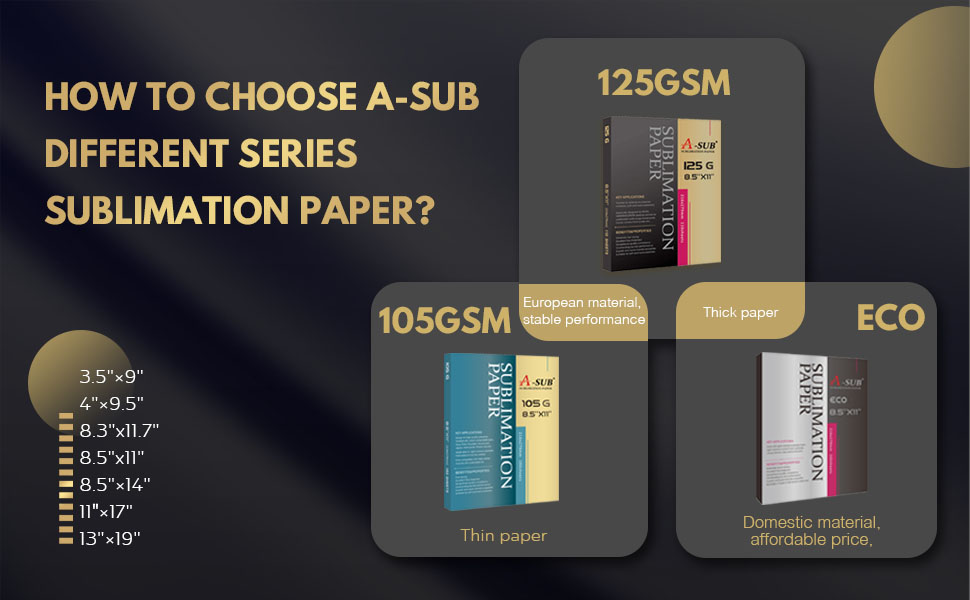 A-SUB Sublimation Paper 13x19 150 Sheets for Inkjet Sublimation Printers  105g