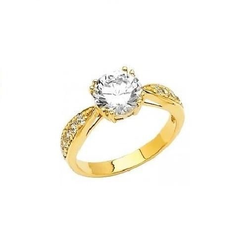 14K Yellow Gold 1.50ct Ideal Cut Simulated Diamond Solitaire Engagement Ring 