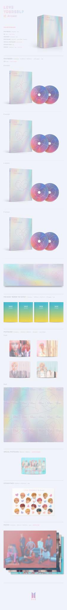 
BTS LOVE YOURSELF 結 Answer 4th Album S Ver CD+Poster+Book+MiniBook+Photocard+Etc
