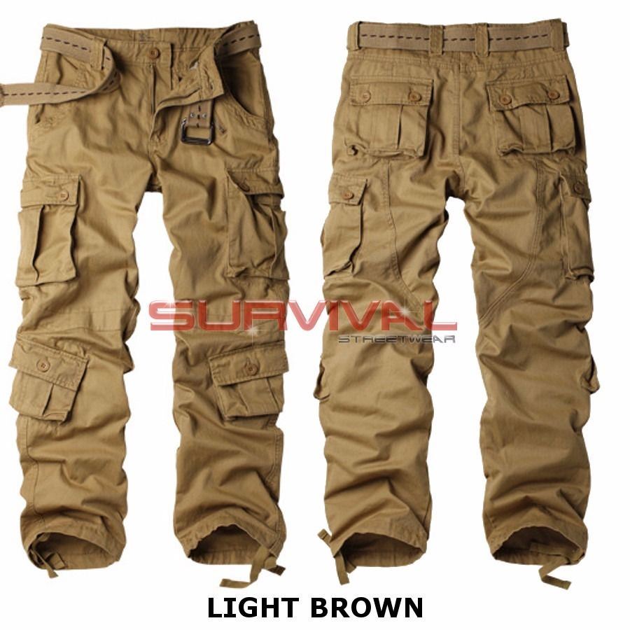 Mens NEW Cargo Pants Heavy Duty Military Colours Straight Leg Sizes 30 ...