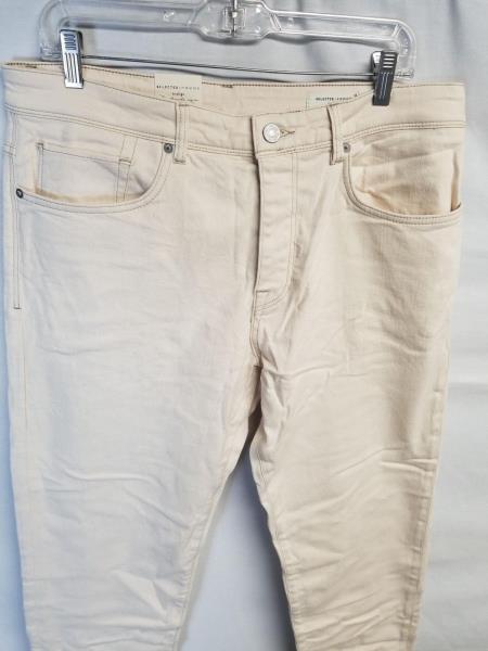 Men's Selected Homme Indigo White Denim (Cream) Tapered Jeans Sz 36x32 ...