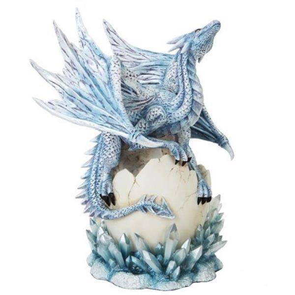 4.75 Inch Blue Dragon Hatchling in Egg Casing Statue Figurine
