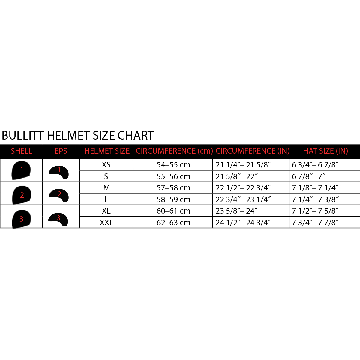 Bell Bullitt Size Chart