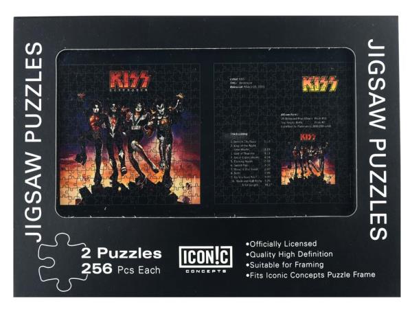 2 Puzzles 256 Pieces Each KISS Hard Rock Band Destroyer Jigsaw Puzzle Pack