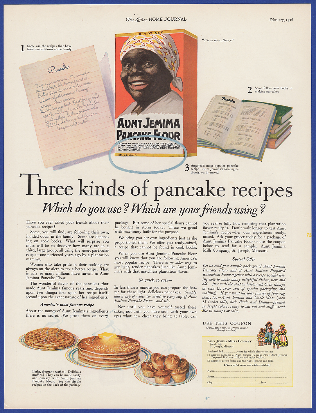 Vintage 1926 AUNT JEMIMA Pancake Flour Kitchen Art Decor Print Ad
