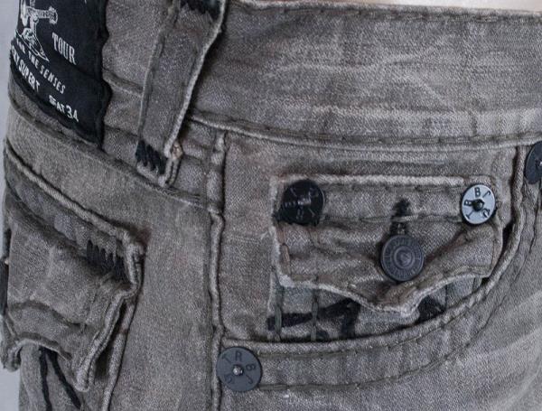 True Religion Jeans Men's Ricky Super T Ashland Gray black stitch ...