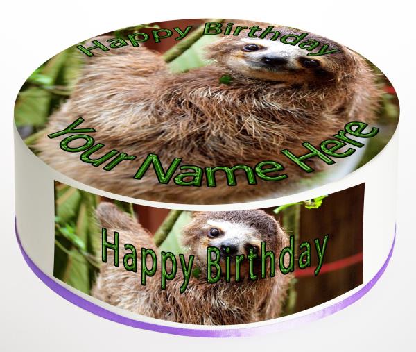 Cake Topper Birthday Baby Sloth personalised Rice paper,Icing fondant Sheet 1023