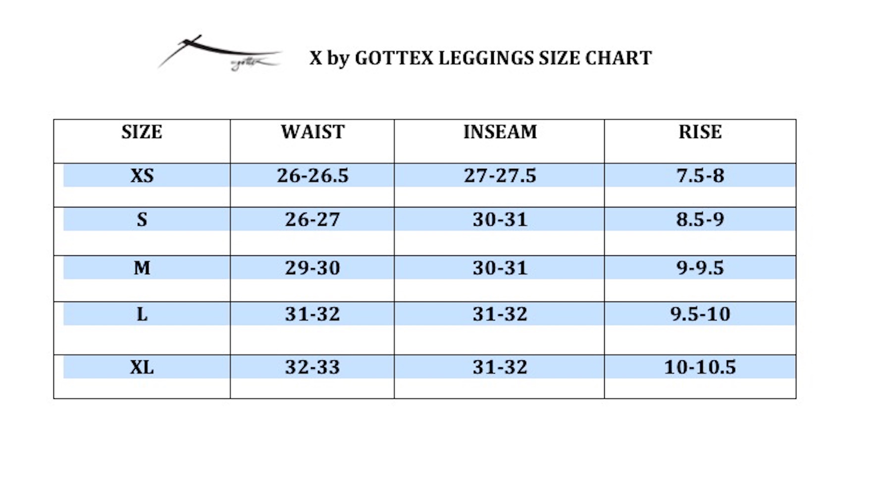Gottex Size Chart