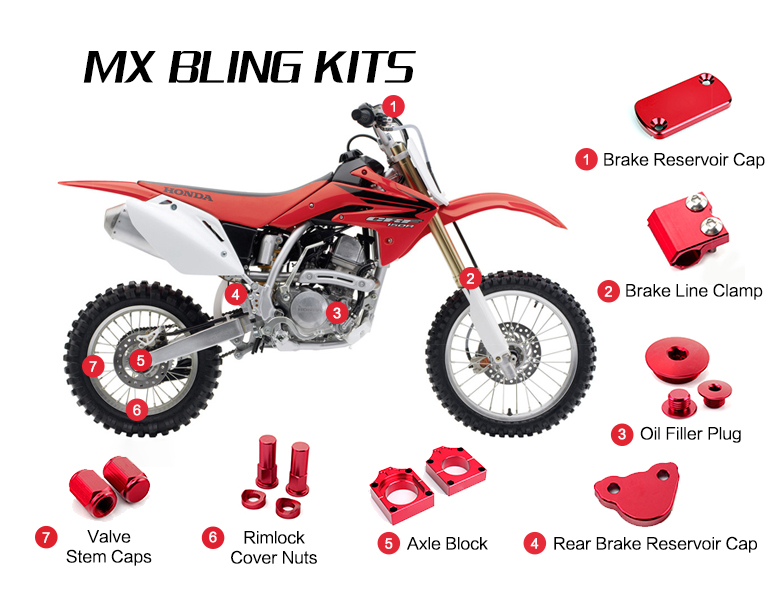Zeta Anodised Billet Motocross Off Road MX Bling Kit Honda CRF 250 R 2011 RED