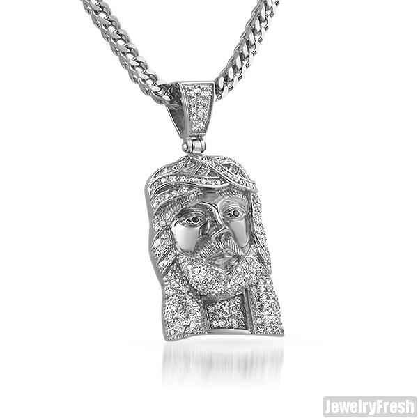 Silver Stainless Steel Detailed Jesus Piece Chain No Fading