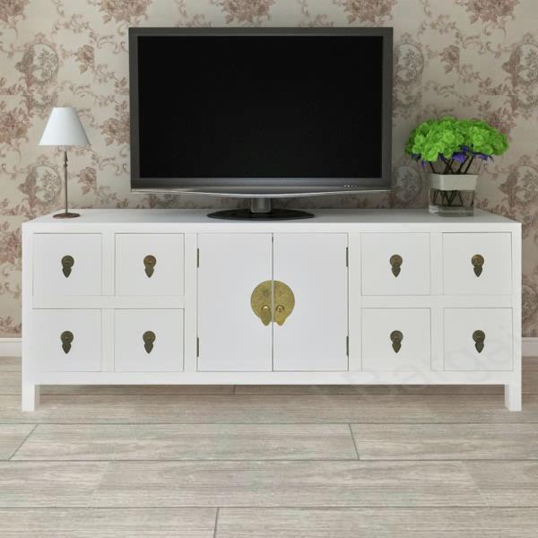 White Wooden Buffet Sideboard Storage Cabinet Dresser Drawers Tv