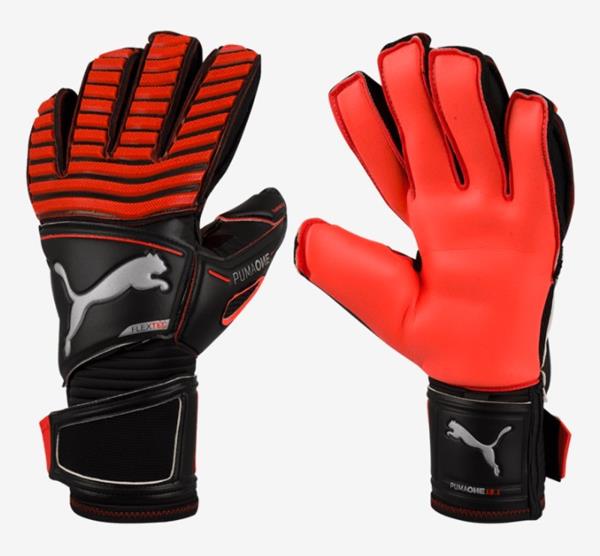 red and black goalkeeper gloves