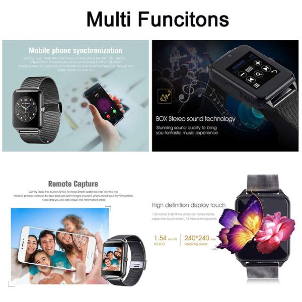New Z60 Bluetooth Smart Watch GSM SIM Phone Mate Stainless Steel For IOS Android - watchz60 8 600 - New Z60 Bluetooth Smart Watch GSM SIM Phone Mate Stainless Steel For IOS Android