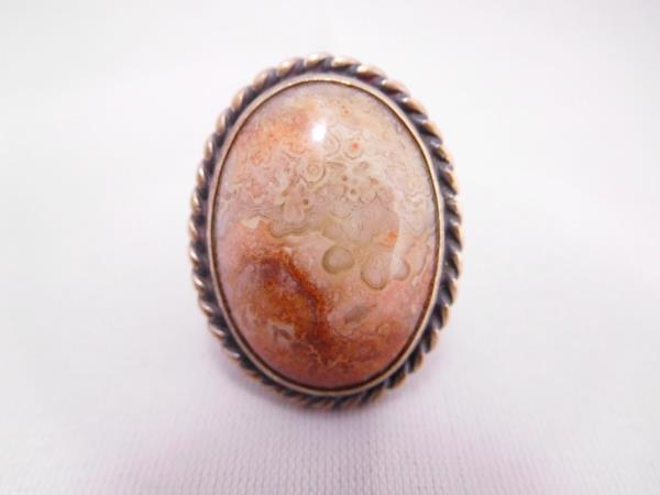 Vintage 925 Silver /& Moss Agate Ring Agate Stone Ring Green Marbled Stone Ring