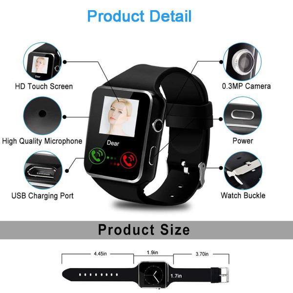 X6 Curved Screen Bluetooth Smart Wrist Watch Phone for Samsung iPhone Android - watchx6 23 600 - X6 Curved Screen Bluetooth Smart Wrist Watch Phone for Samsung iPhone Android