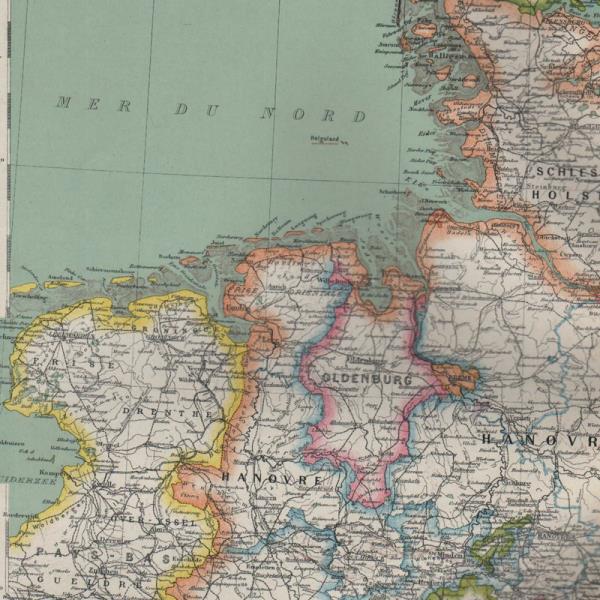 Détails Sur Allemagne Du Nord Ouest Europe Géographie Pays Carte Ancienne 1923
