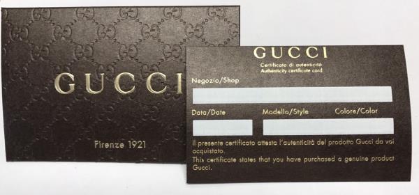 gucci authenticity card