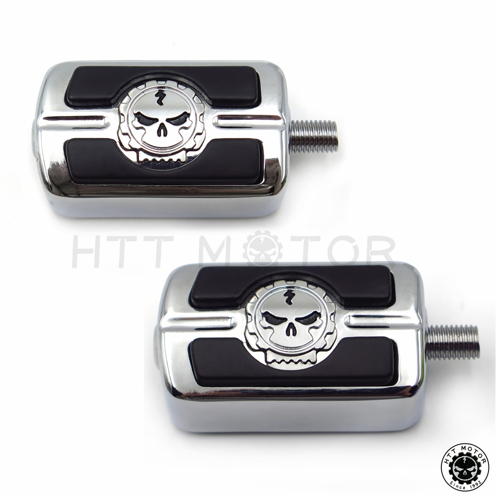2 Black Skull Style Toe Heal Shift Peg Set for Harley Footpeg Shifter Brake